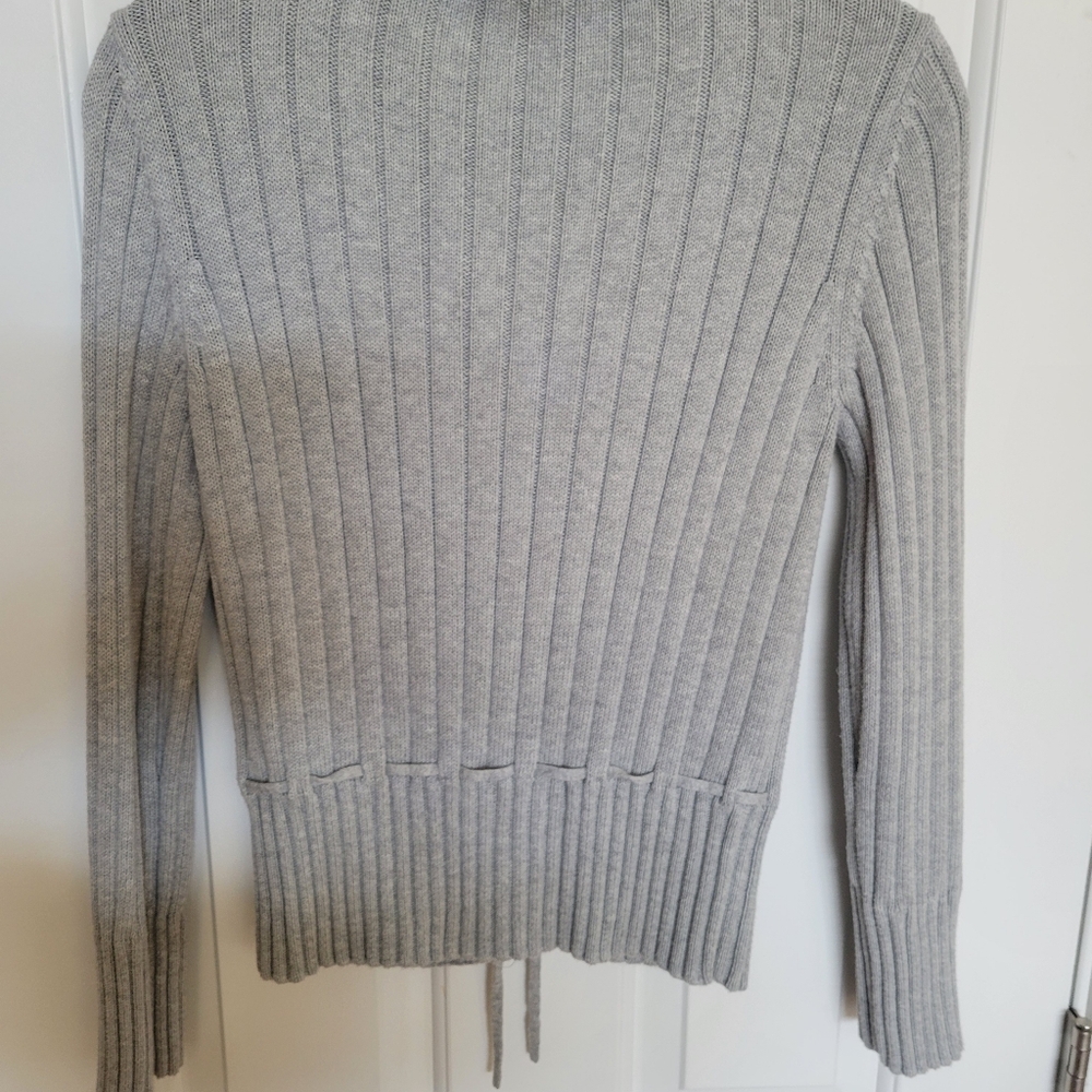 Super Cute Button Down Sweater With Belted Waist - Picture 5 of 7